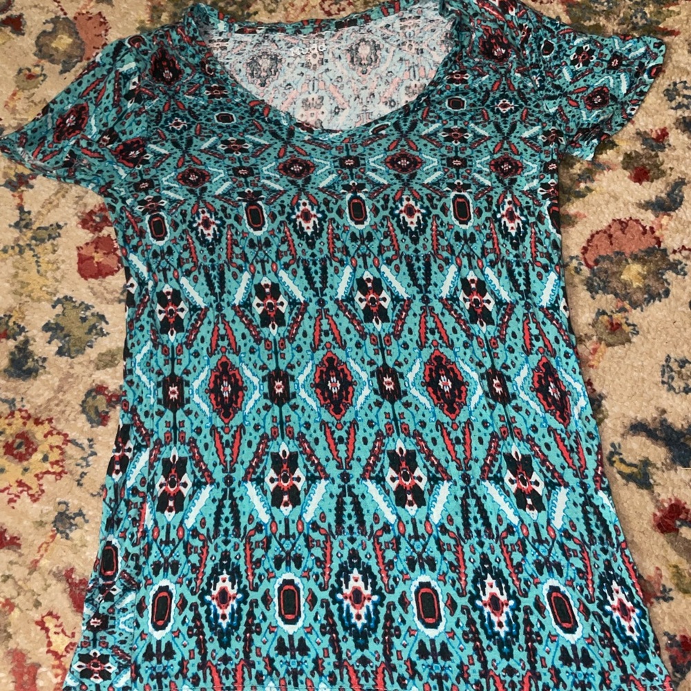 Mudd Blue and Red Graphic Relaxed T-Shirt